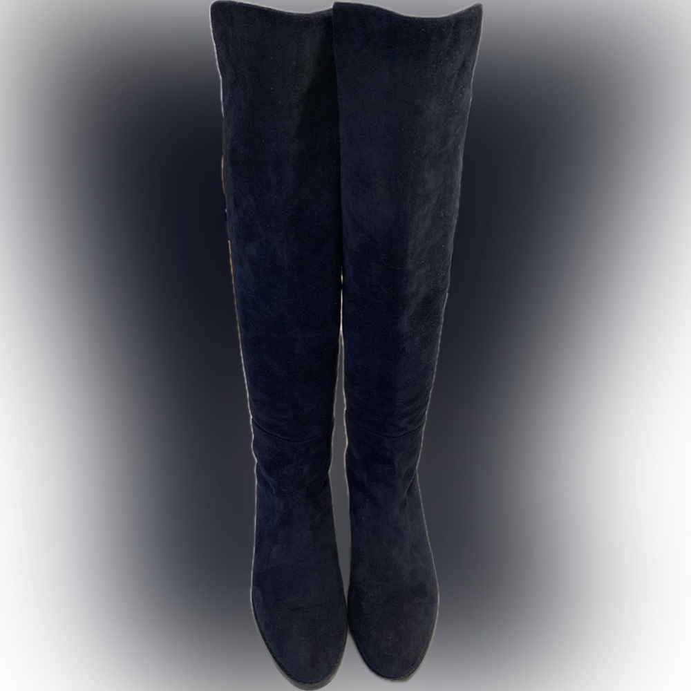 Size 9 Navy suede and nylon Stuart Weitzman over the knee boots.